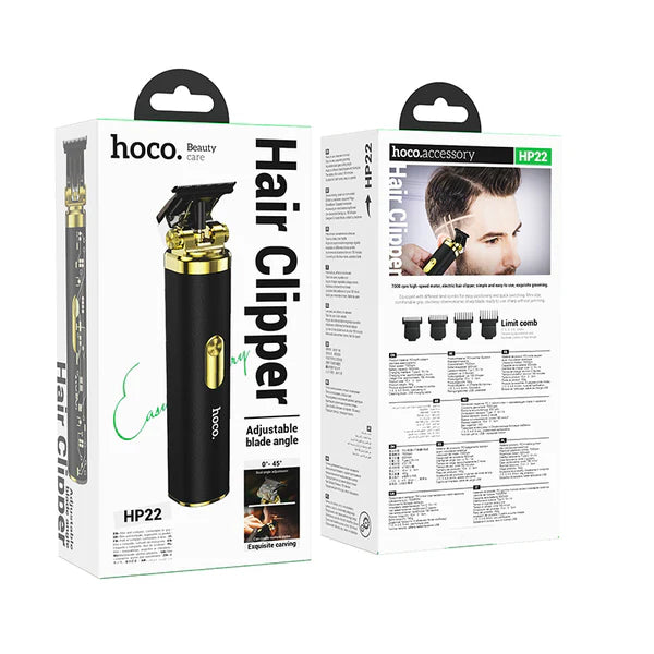HP22 Retro Design Engraving Electric Hair Clipper Black & Gold Color