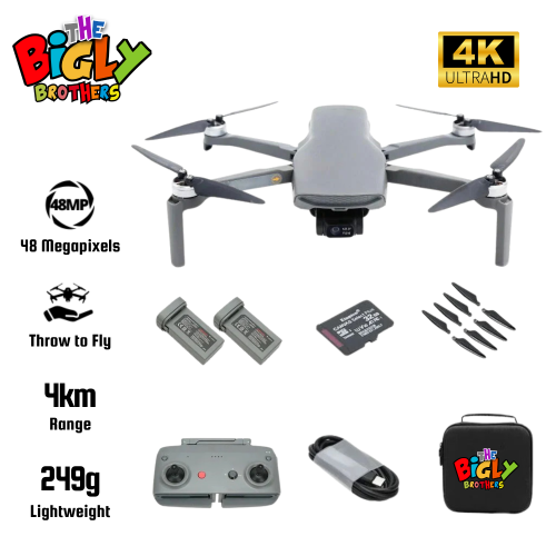 Nouveau Lancement Le drone FPV Bigly Brothers Walker-Air Mini SE, décollage par lancer, caméra 48 MP, autonomie de vol 58 minutes, portée de 4 km, nacelle 3 axes, système GPS, mode Suivez-moi, moins de 249 grammes