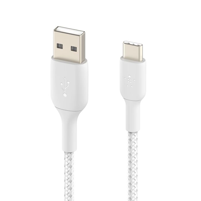 Braided USB-C to USB-A Cable (1m / 3.3ft, White)