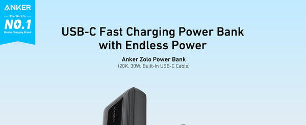 Anker Zolo Power Bank (2025) 20000mAh 30W with Built-in USB-C Cable