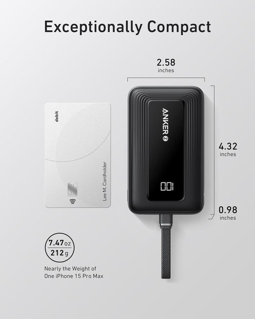 Anker Zolo Power Bank (2025) 20000mAh 30W with Built-in USB-C Cable