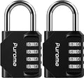 Puroma Lot de 2 cadenas à combinaison 4 chiffres Cadenas extérieur étanche pour casier scolaire, casier de sport, clôture, boîte à outils, portail, valise, moraillon de rangement (Noir)