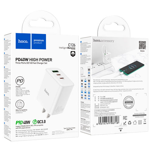 C126 Pure power, dual Type-C 20W and single USB-A 18W