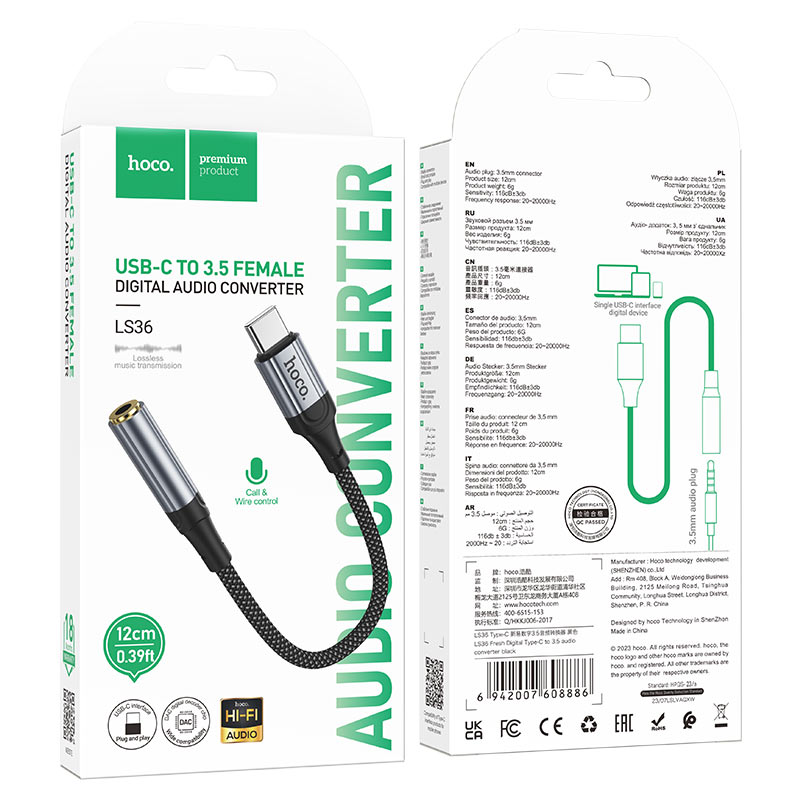 Adapter Type-C to 3.5mm “LS36 Fresh” audio converter